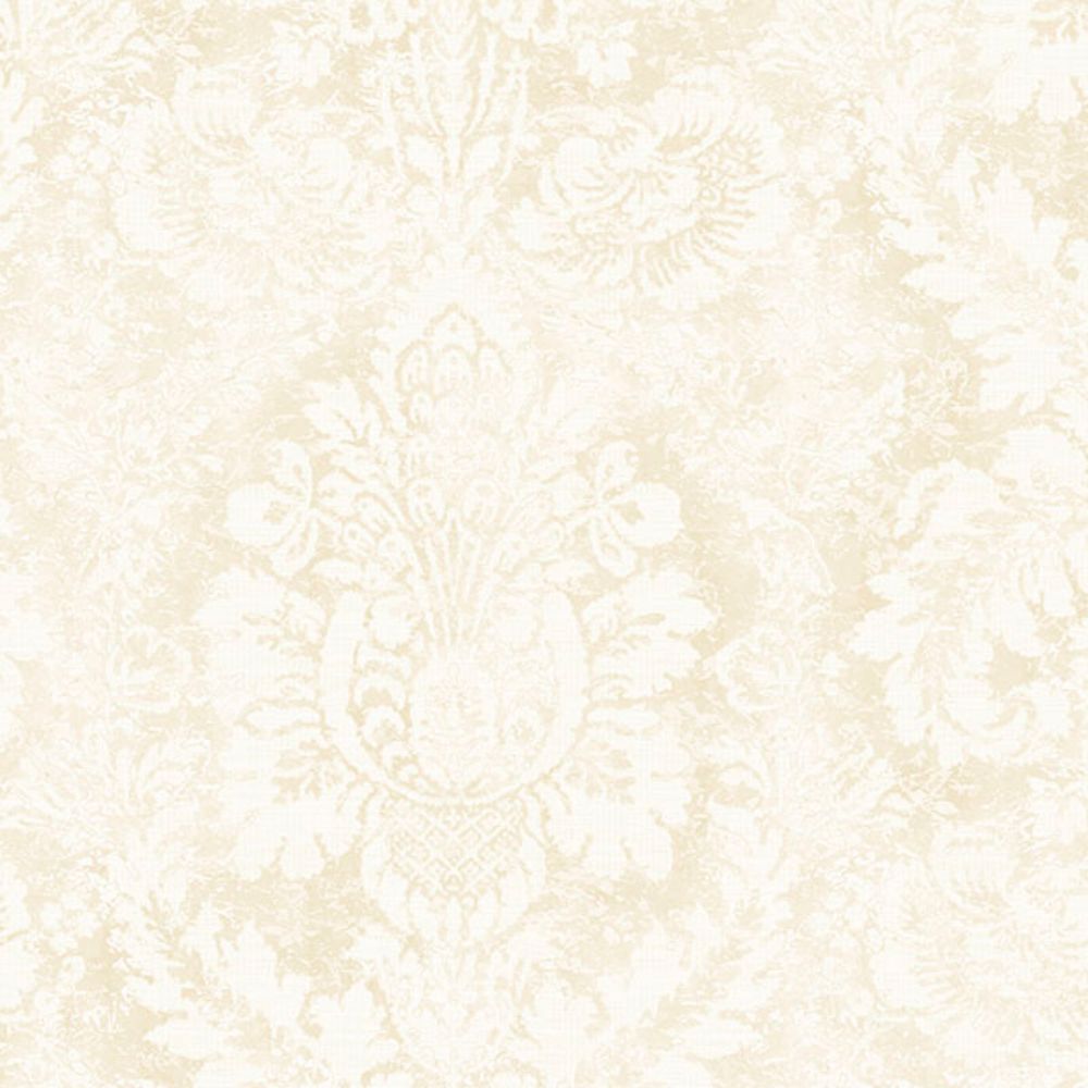 Patton Wallcoverings AB42427 Flourish (Abby Rose 4) Valentine Damask Wallpaper in Cream & Vanilla
